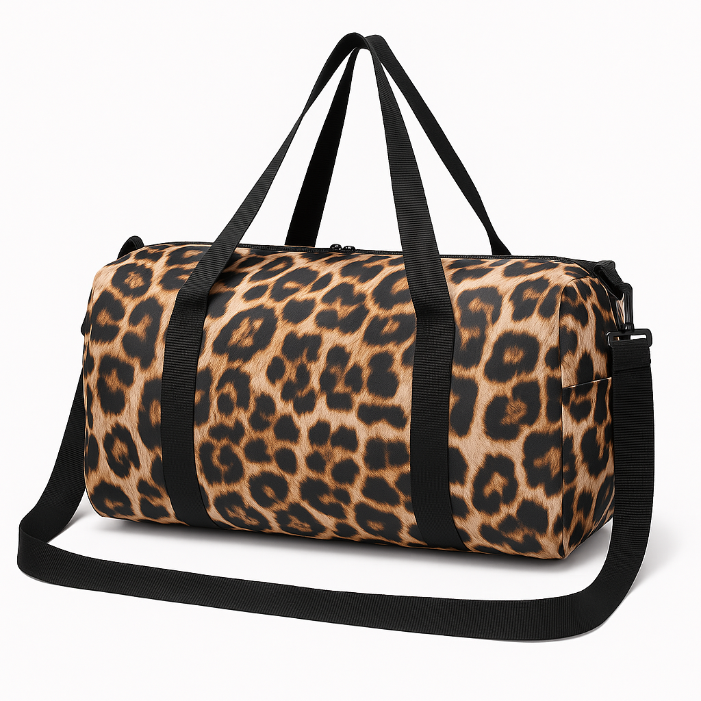 Leopard Print Duffel Bag - Gym & Travel Weekender for Women