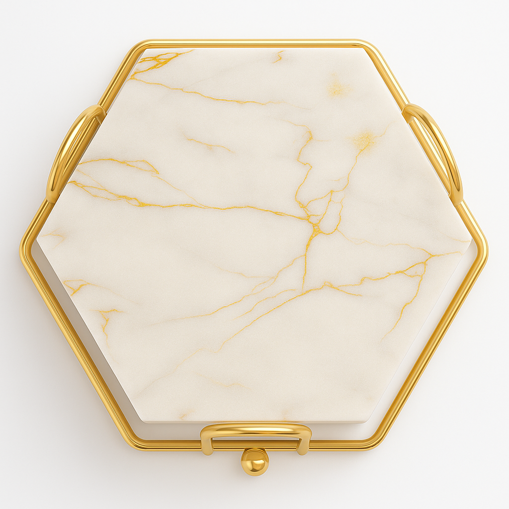 Marble Drink Coasters Set - Absorbent with Holder