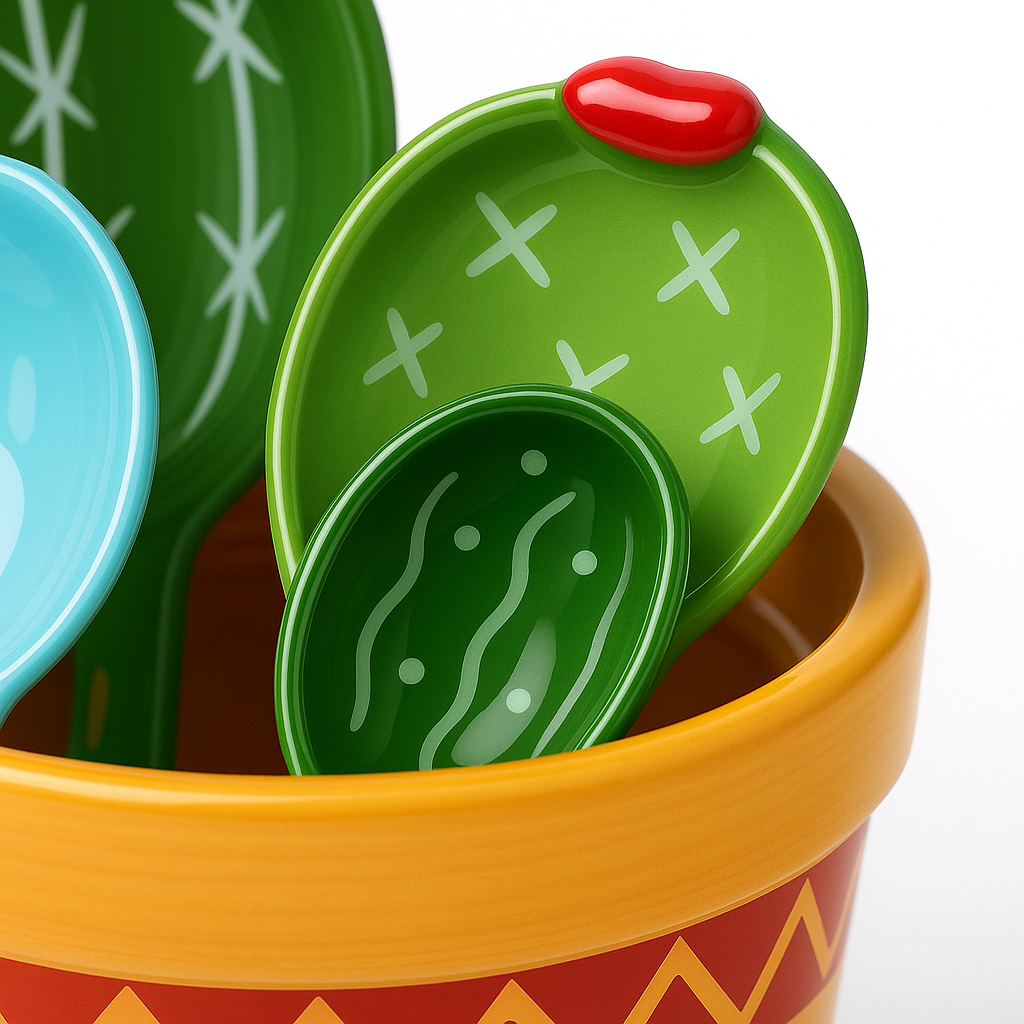 Measuring Spoons Set - Decorative Cactus Design