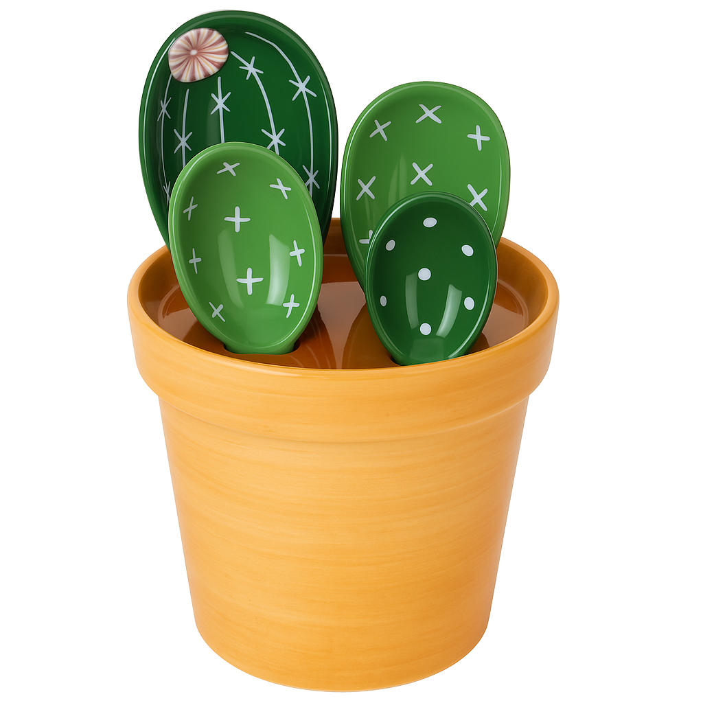 Measuring Spoons Set - Decorative Cactus Design