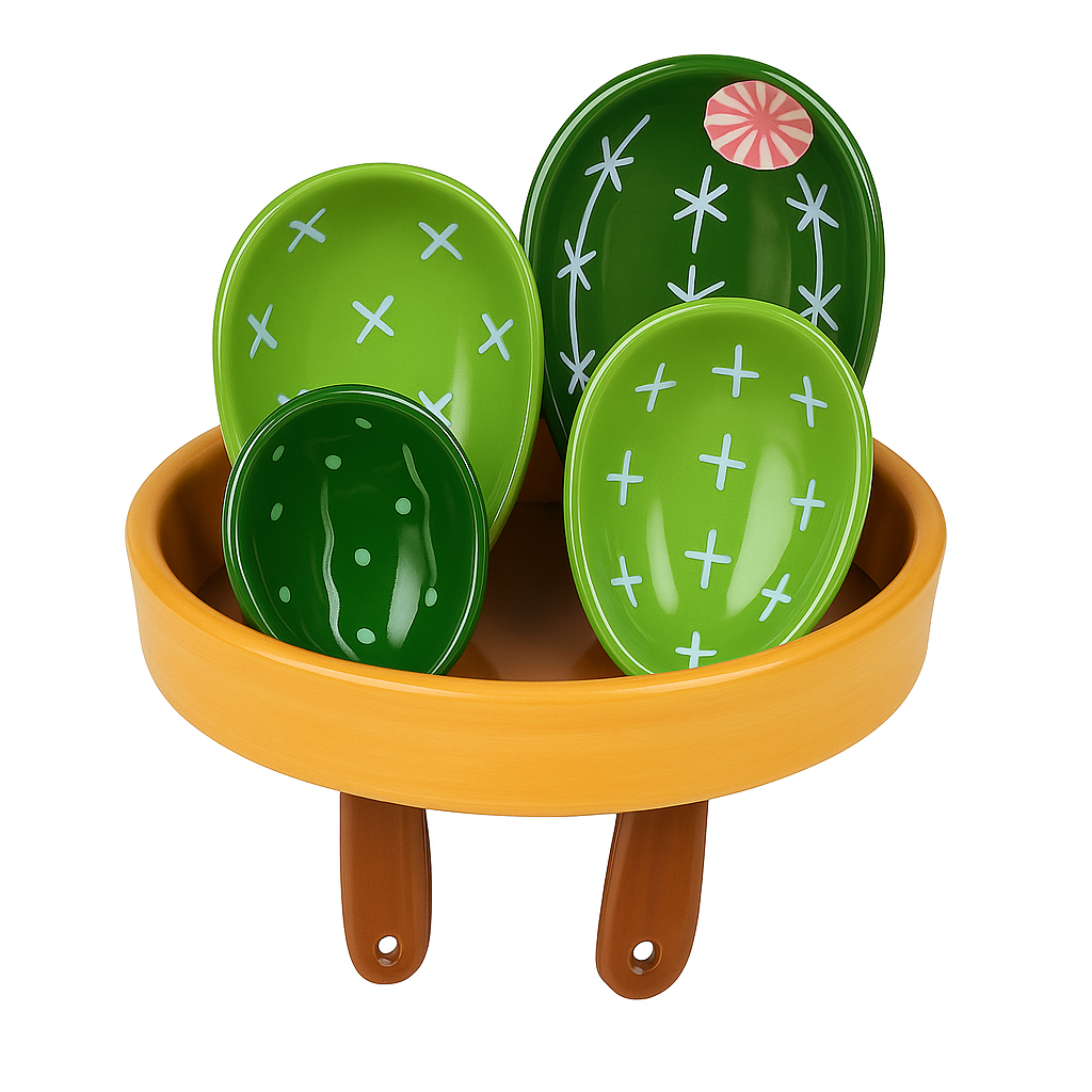 Measuring Spoons Set - Decorative Cactus Design