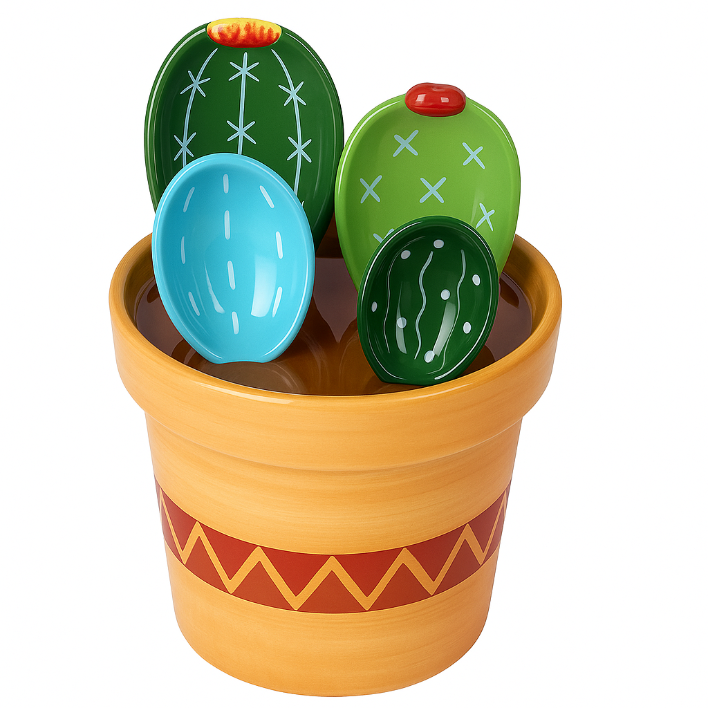 Measuring Spoons Set - Decorative Cactus Design