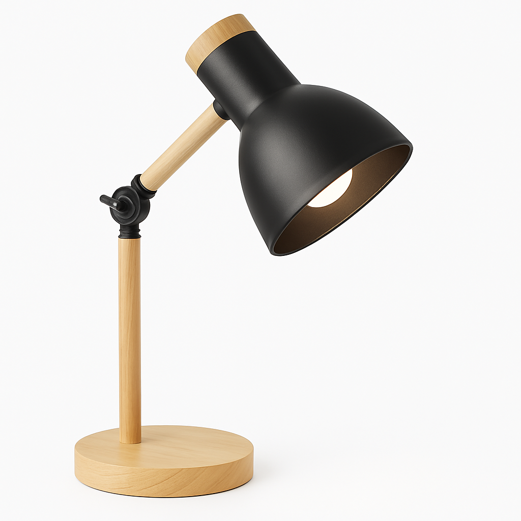 Modern Wooden Table Lamp - Adjustable Desk Lighting
