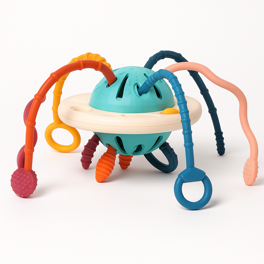 Montessori Pulling Toy – UFO Activity With Loops