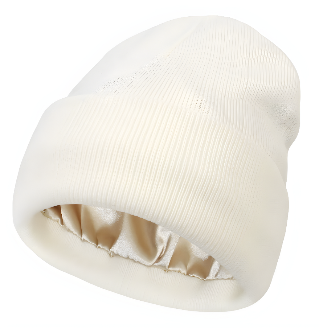 Satin Lined Beanie for Curly Hair – Winter Hat