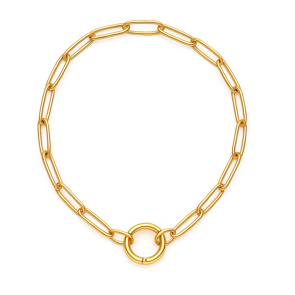 Paperclip Necklace – Chain with Circle Charm for Women