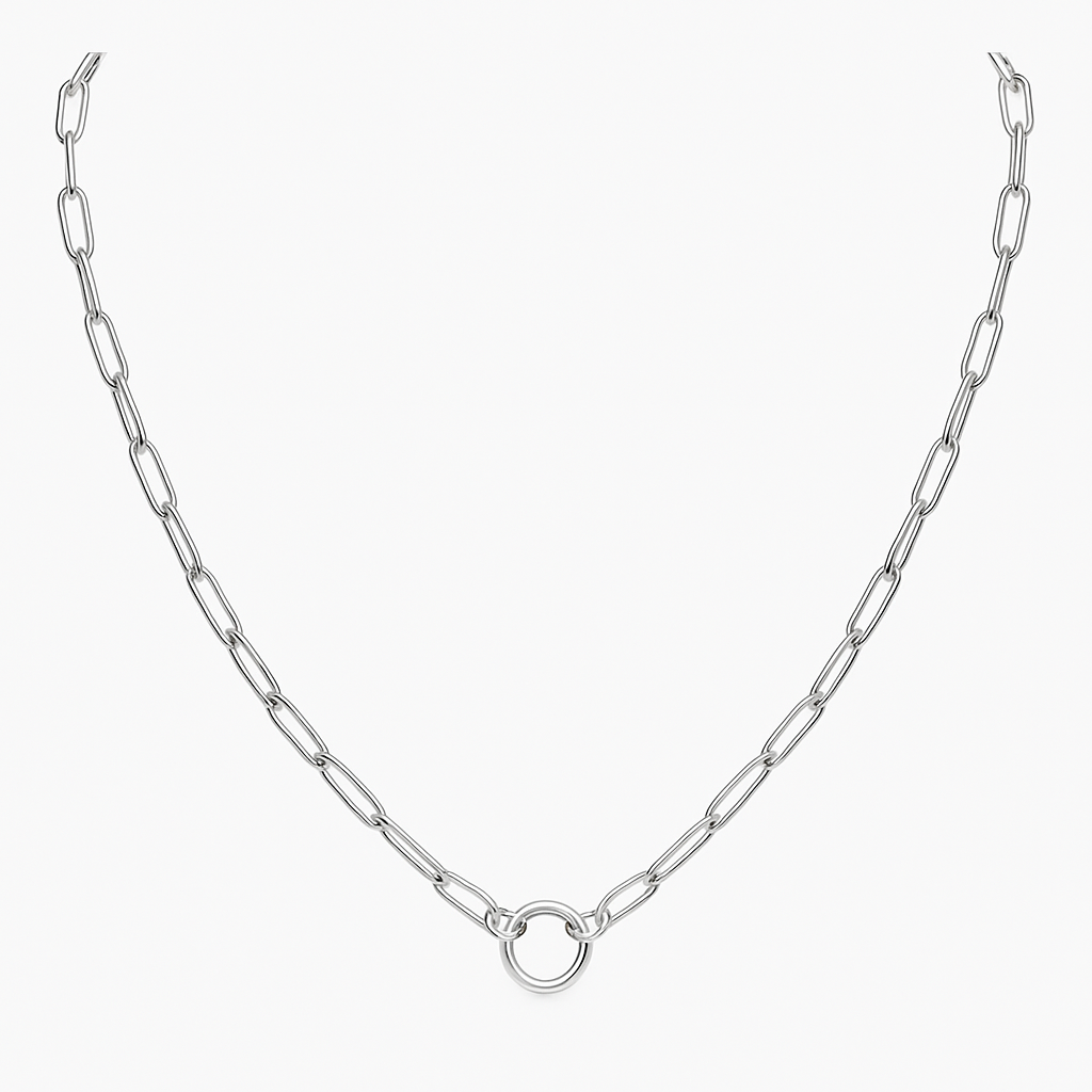Paperclip Necklace – Chain with Circle Charm for Women