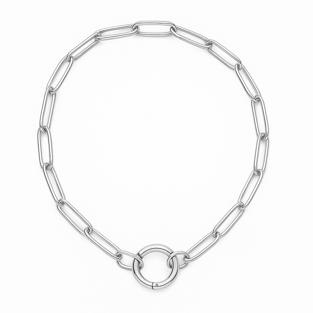 Paperclip Necklace – Chain with Circle Charm for Women