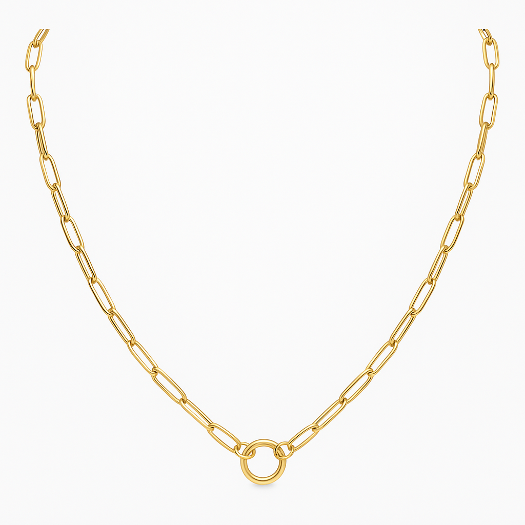 Paperclip Necklace – Chain with Circle Charm for Women