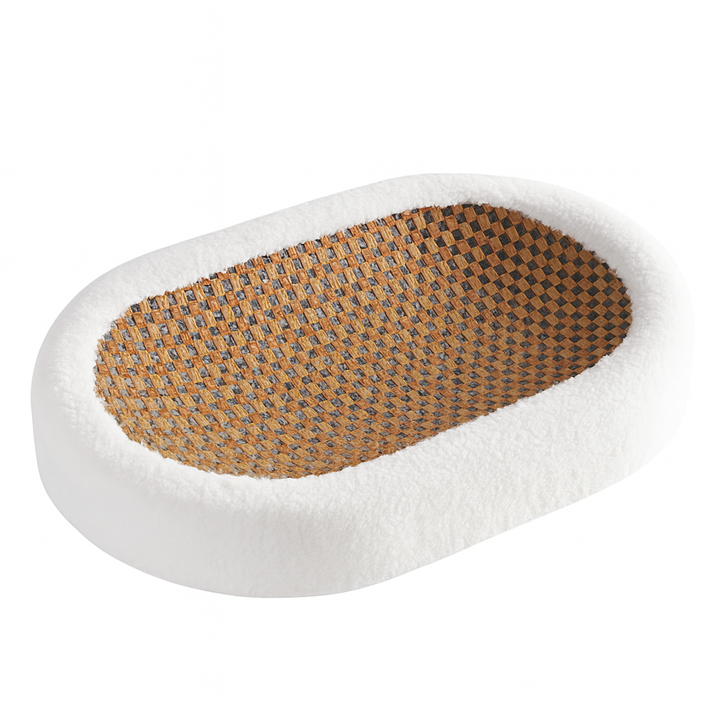 Plush Cat Bed with Scratch Surface – Oval Pet Lounger