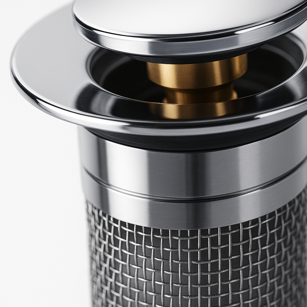 Pop Up Sink Stopper — Clog Filter and Drain Odor Block
