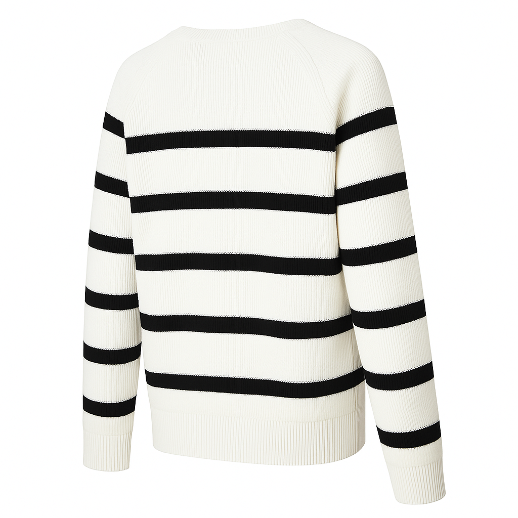 Pullover Crew Neck Sweater With Stripes for Women