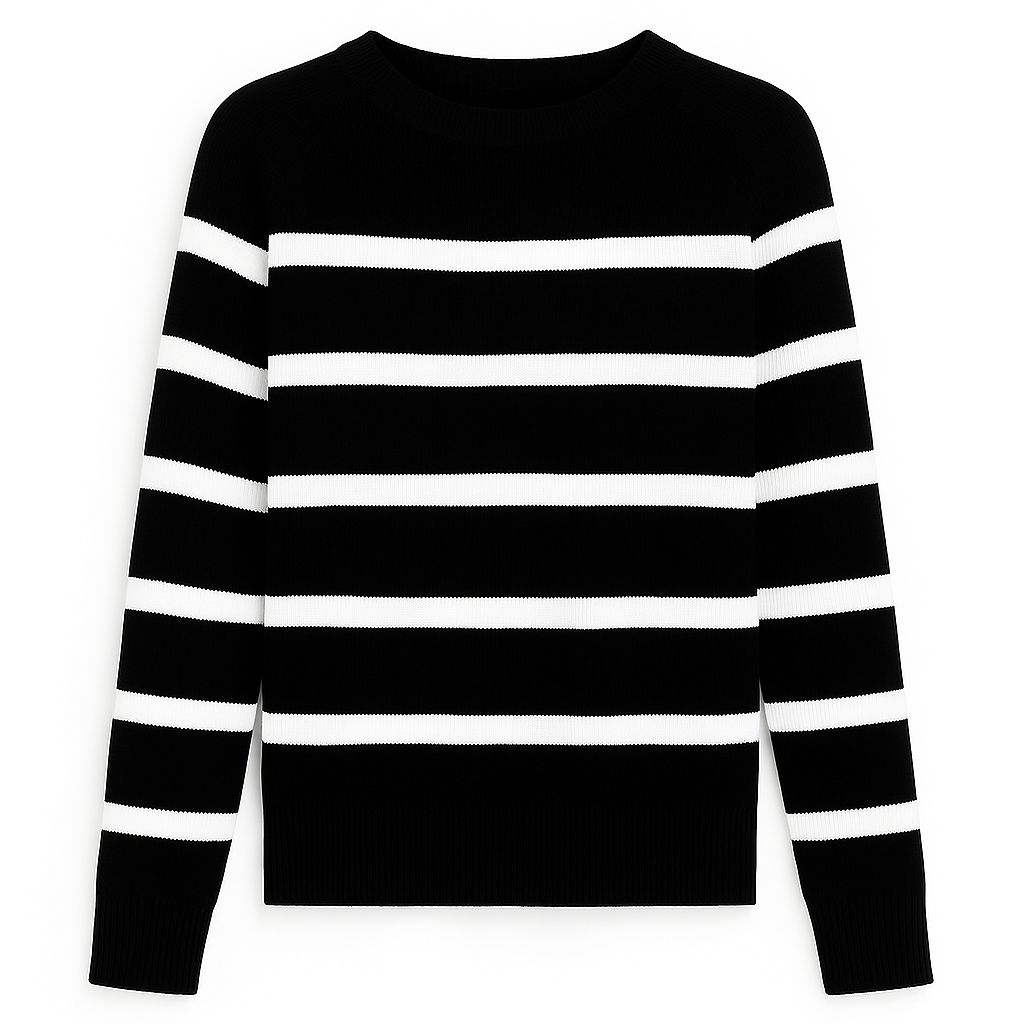 Pullover Crew Neck Sweater With Stripes for Women
