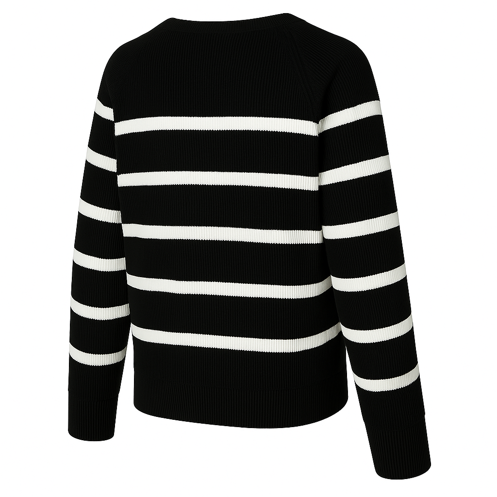 Pullover Crew Neck Sweater With Stripes for Women