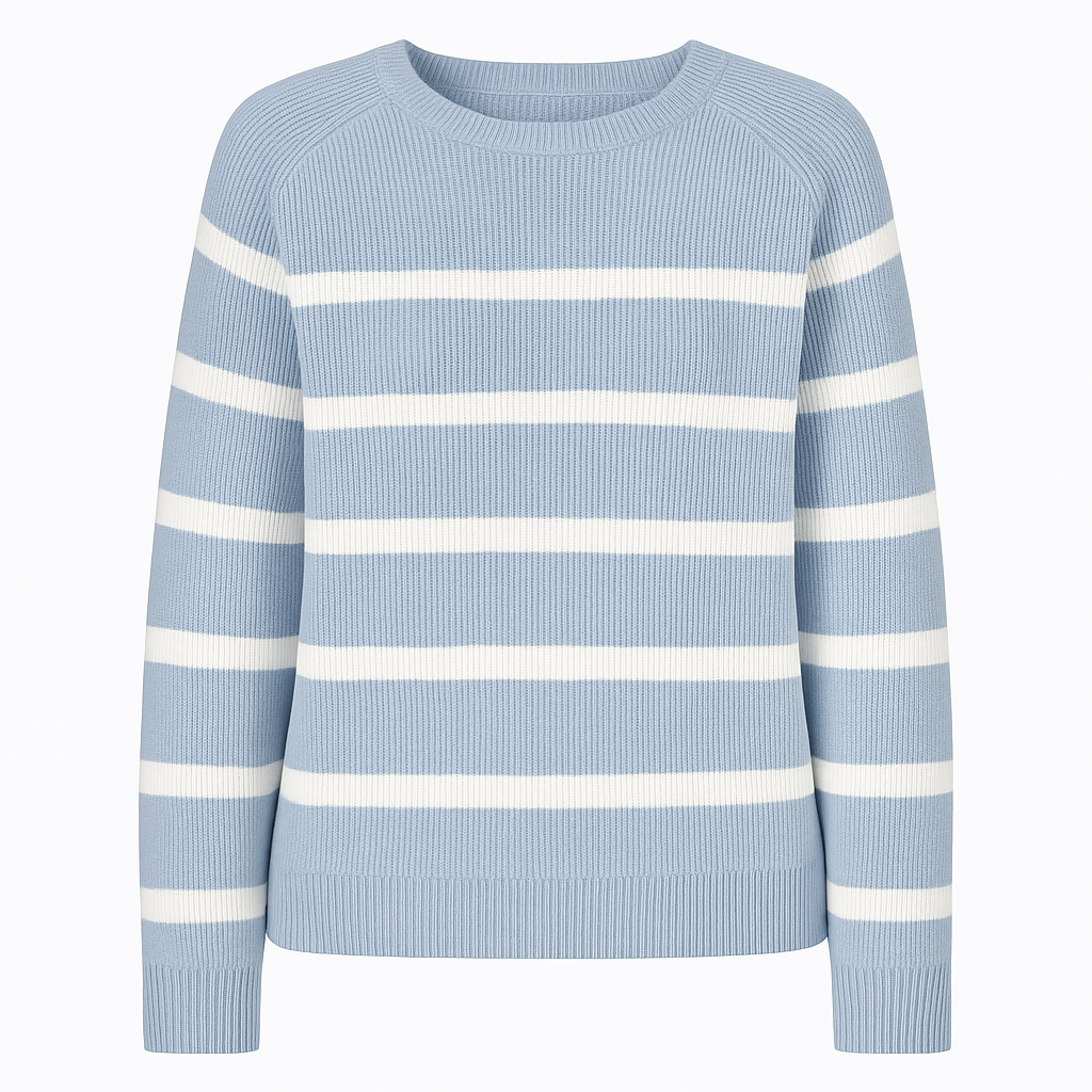 Pullover Crew Neck Sweater With Stripes for Women