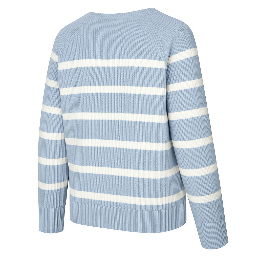Pullover Crew Neck Sweater With Stripes for Women
