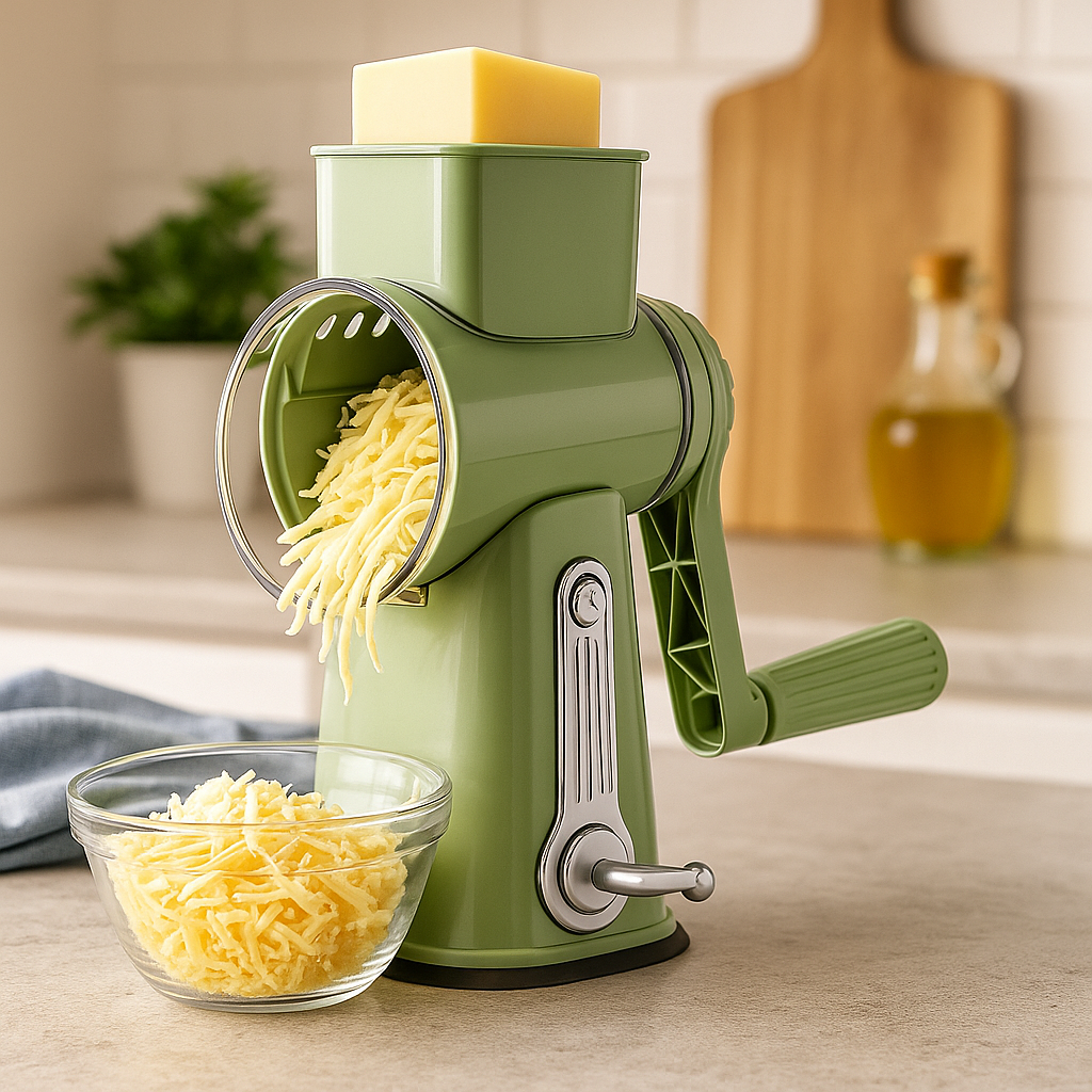 Rotary Cheese Grater – Handheld Kitchen Shredder with Handle