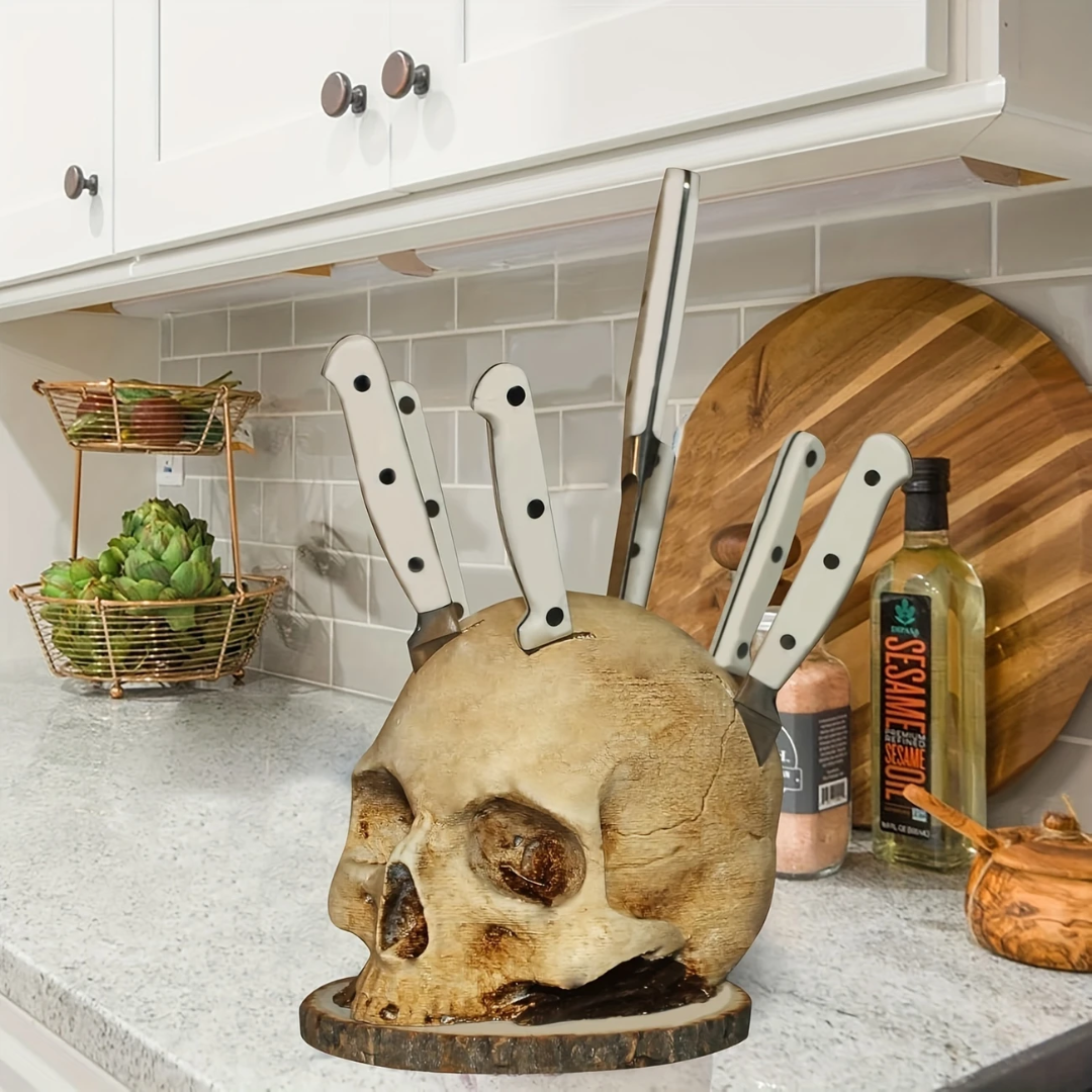 Skull Knife Holder – Halloween Kitchen Decor