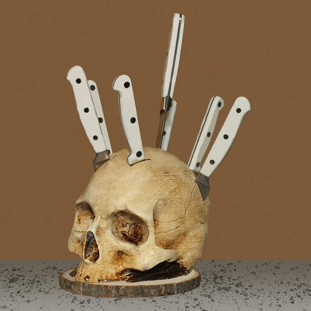 Skull Knife Holder – Halloween Kitchen Decor