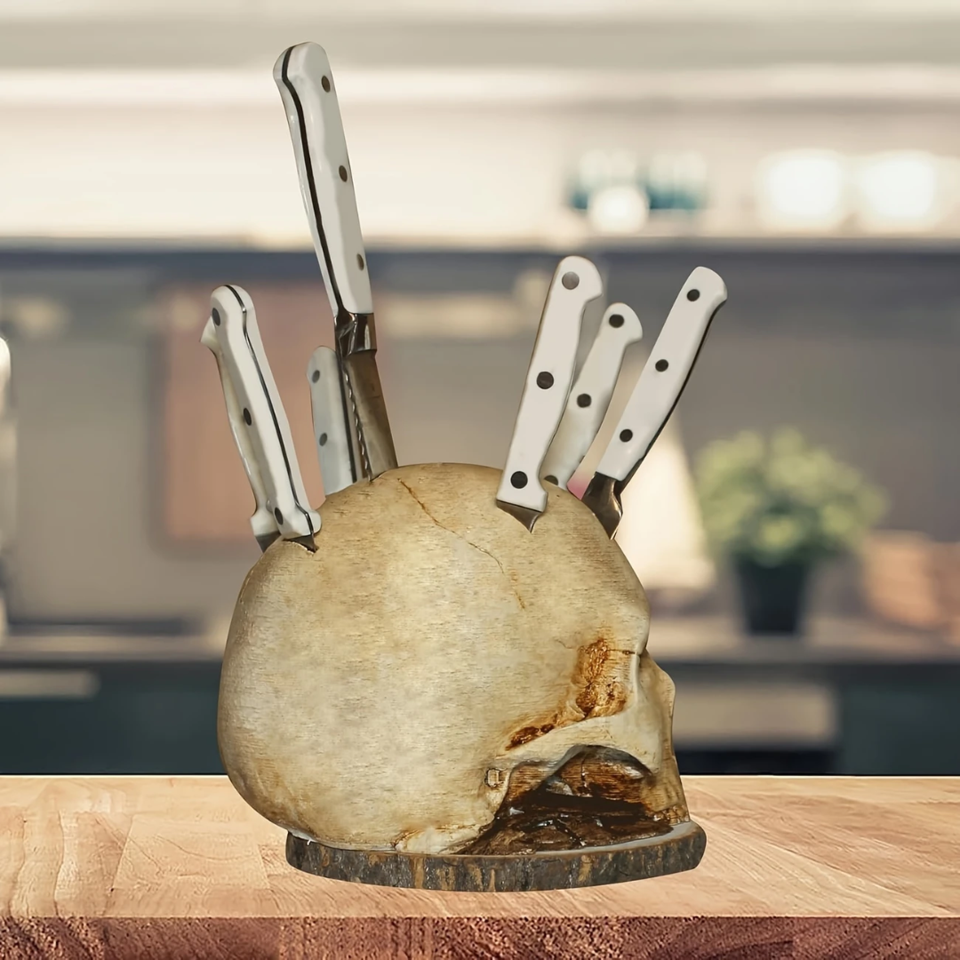 Skull Knife Holder – Halloween Kitchen Decor