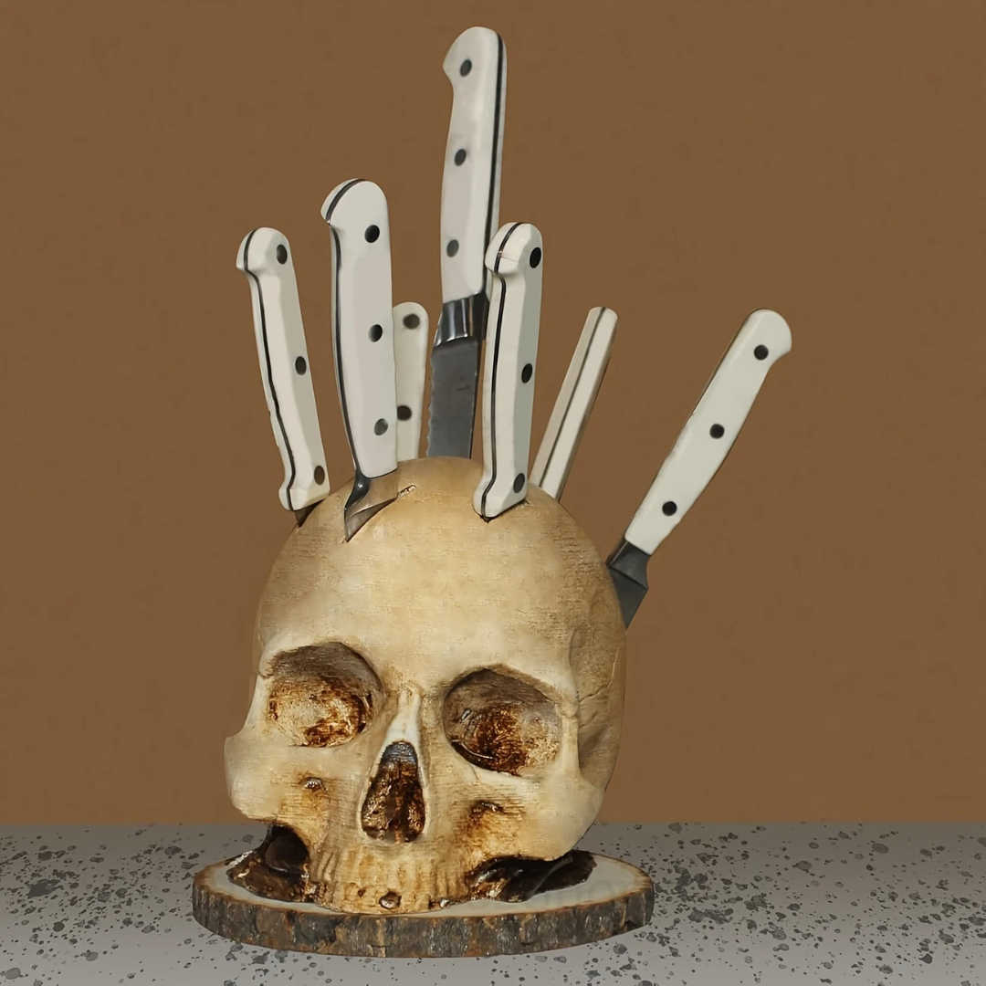 Skull Knife Holder – Halloween Kitchen Decor