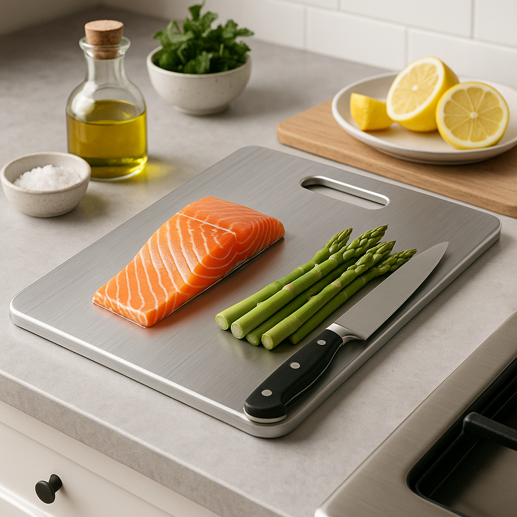 Stainless Steel Cutting Board – Double-Sided Chopping Surface for Kitchen Use
