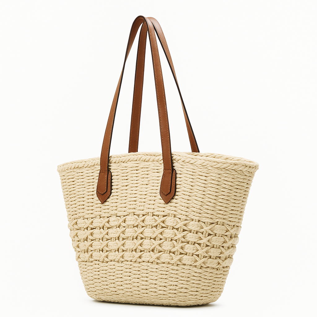 Straw Tote Bag – Braided Beach Handbag for Women