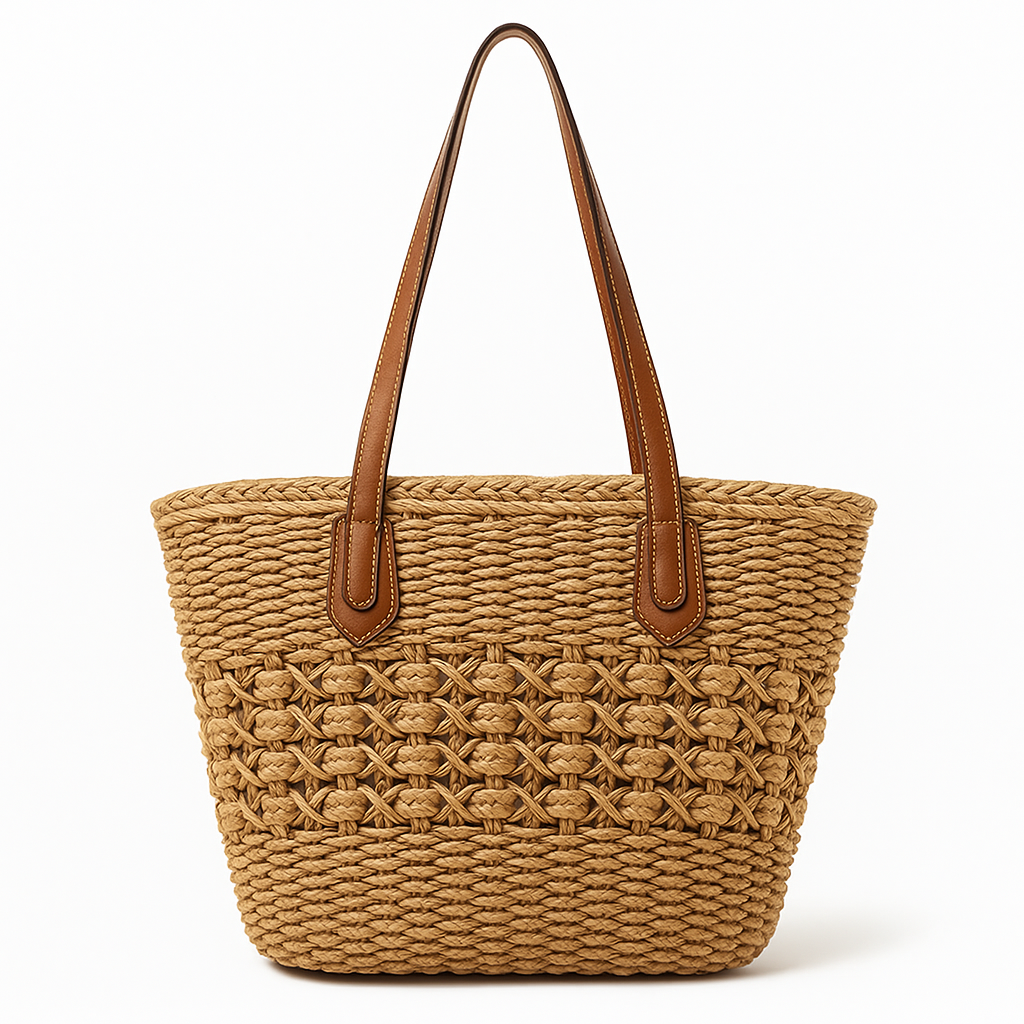 Straw Tote Bag – Braided Beach Handbag for Women