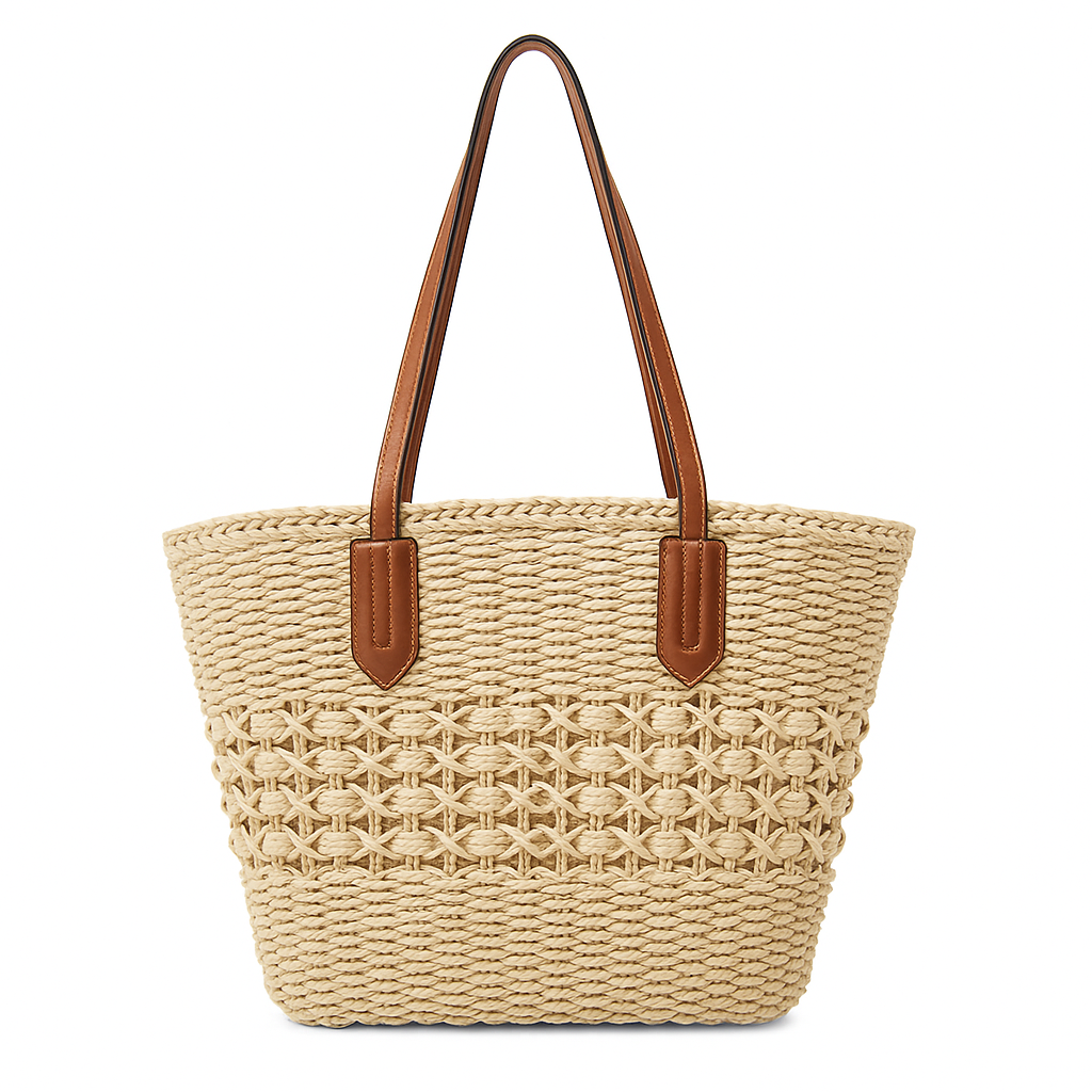 Straw Tote Bag – Braided Beach Handbag for Women