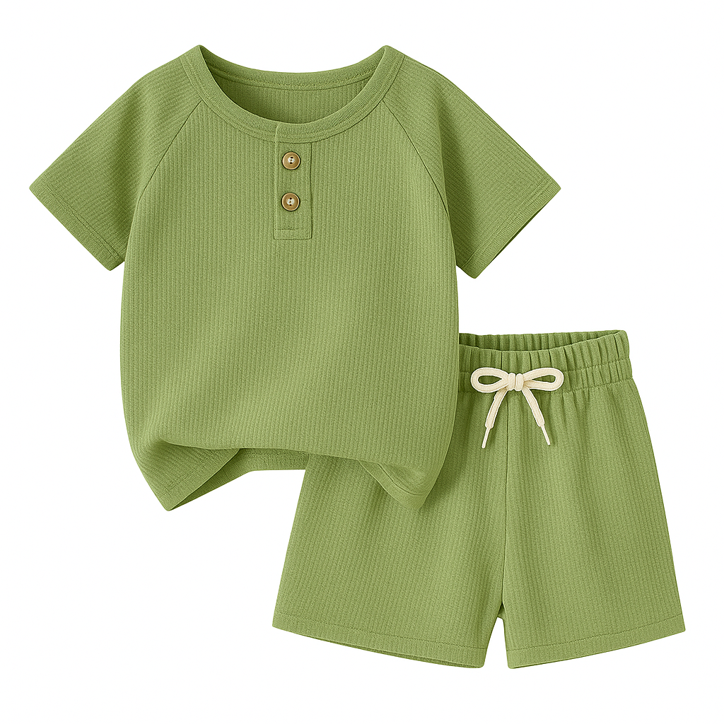 Waffle Shirt & Shorts - Summer Set Outfit for Boys