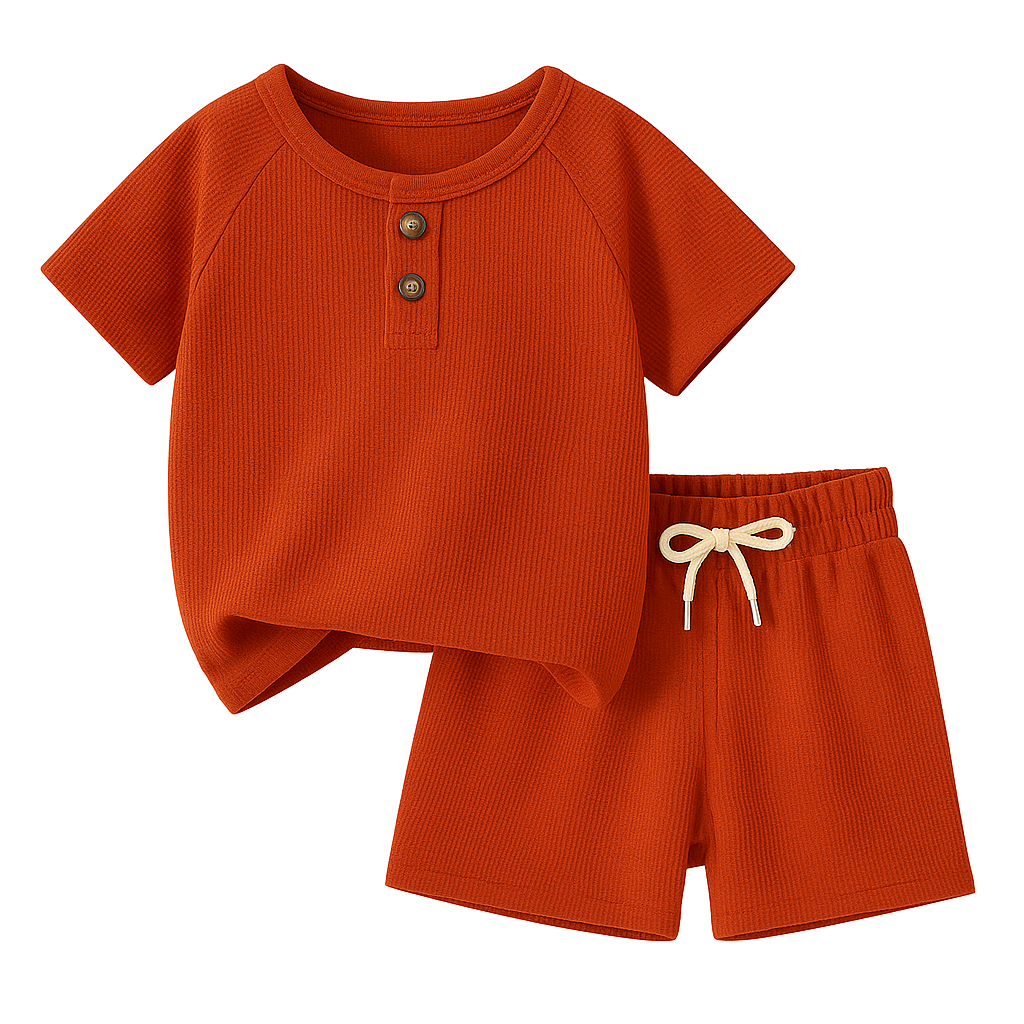 Waffle Shirt & Shorts - Summer Set Outfit for Boys
