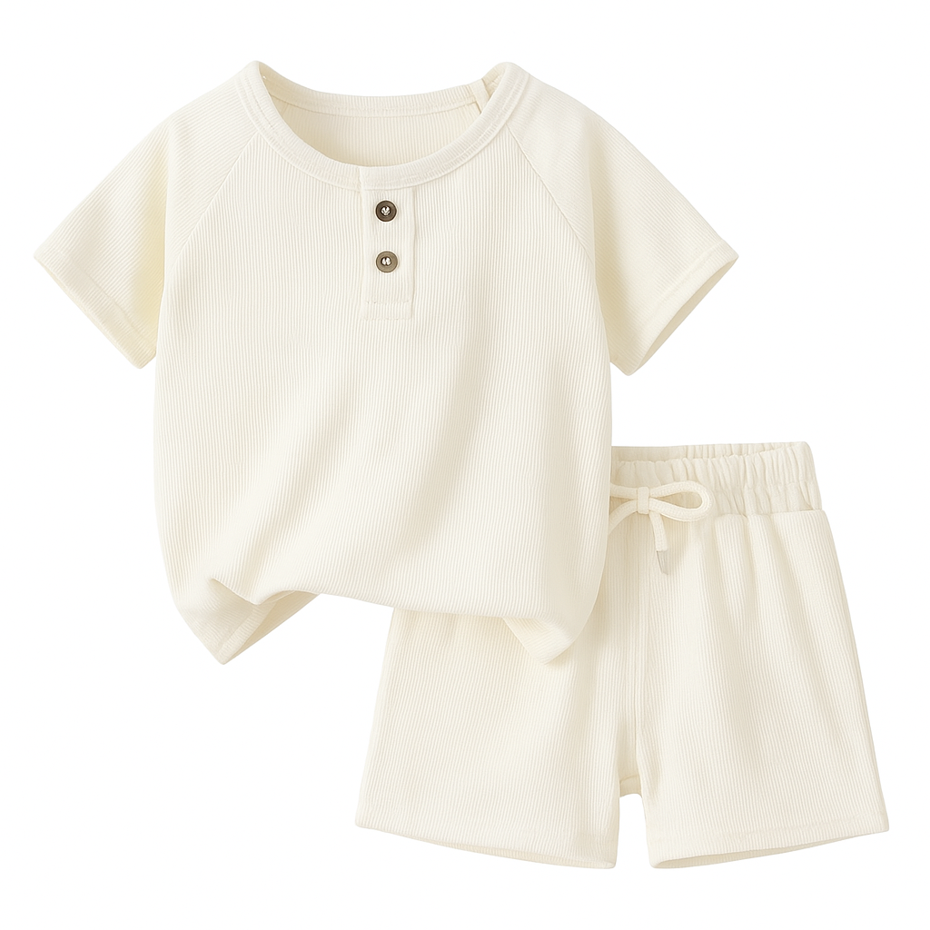 Waffle Shirt & Shorts - Summer Set Outfit for Boys