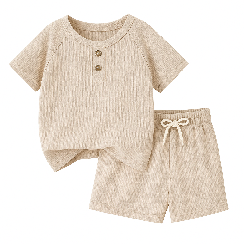 Waffle Shirt & Shorts - Summer Set Outfit for Boys