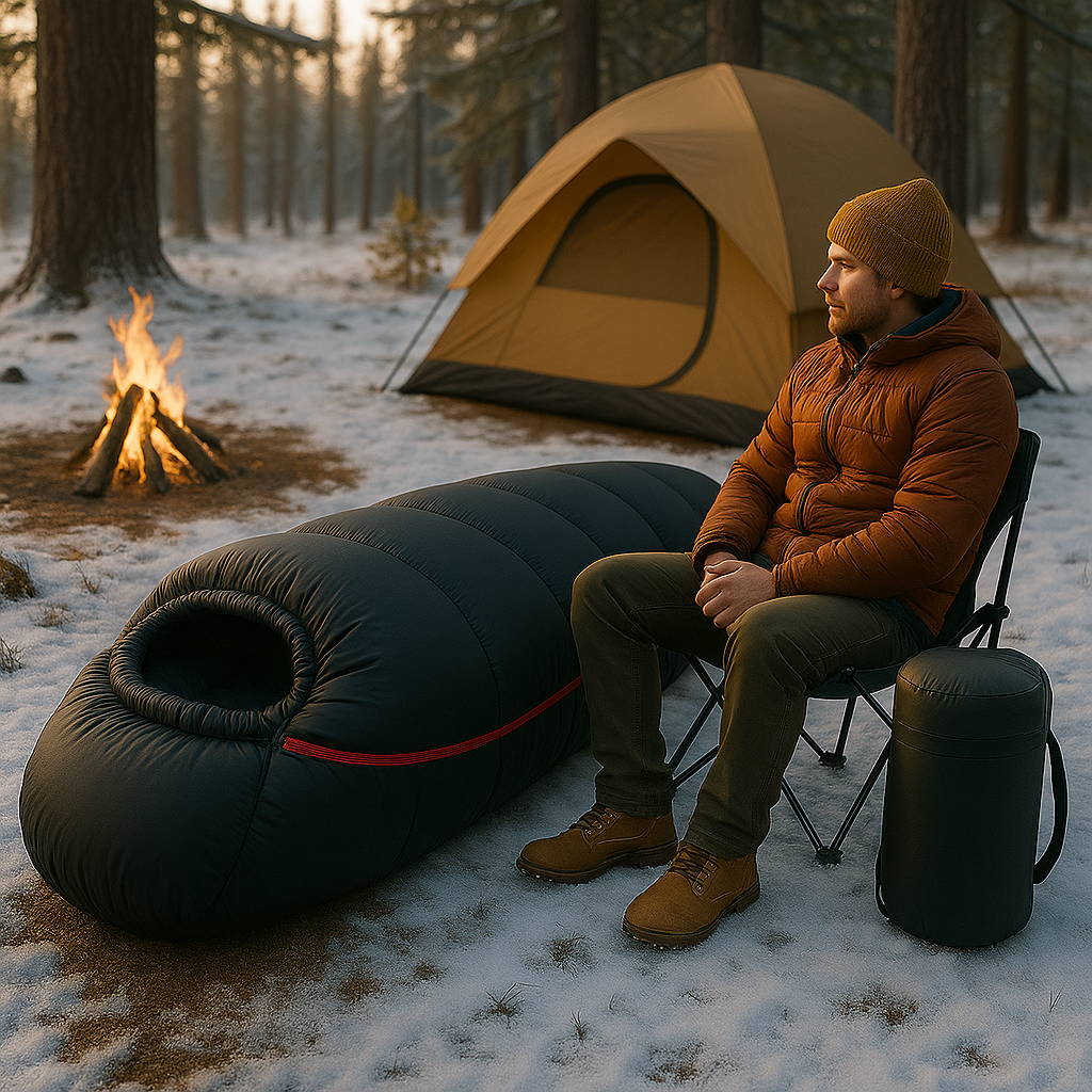 Warm Goose Down Sleeping Bag for Winter Camping