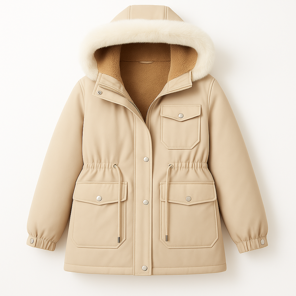 Warm Winter Parka Coat with Faux Fur for Women