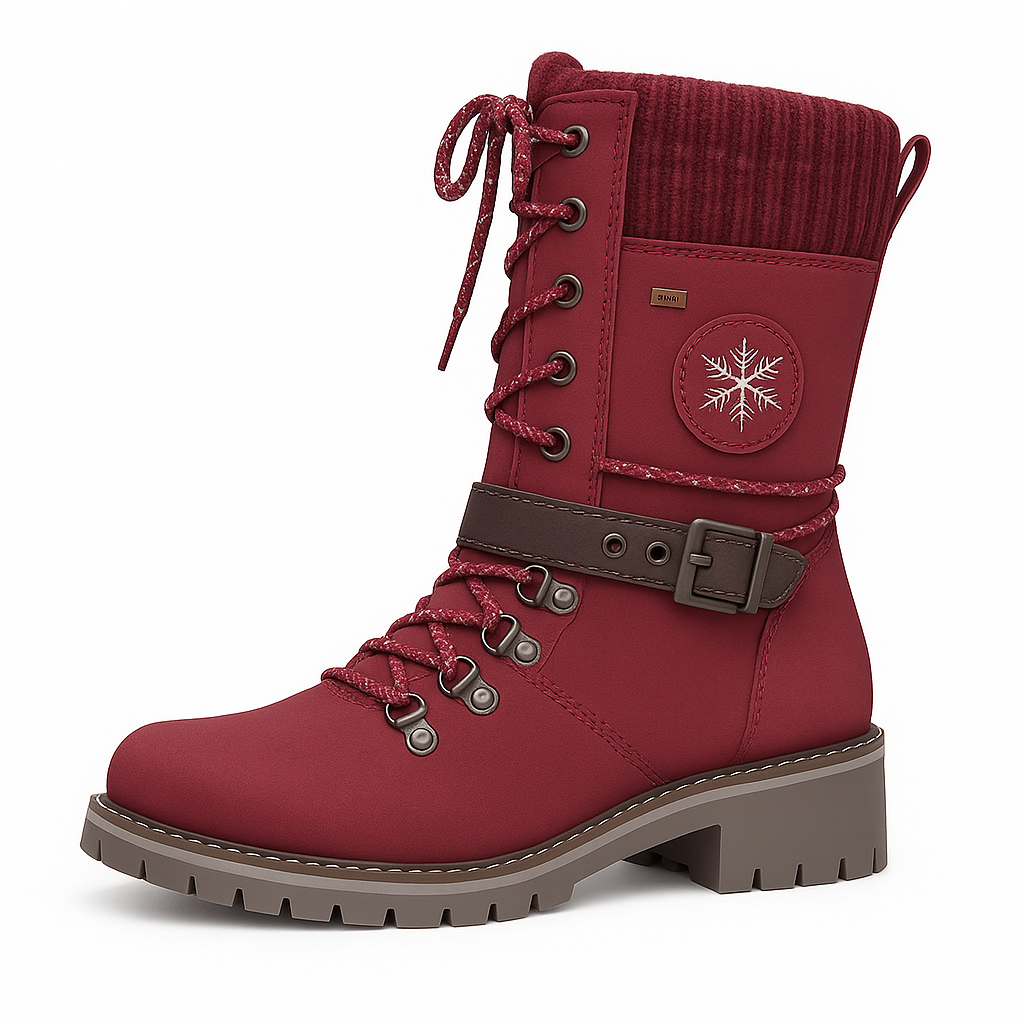 Women’s Lace-Up Snow Boots – Anti-Slip Sole & Knit Cuff
