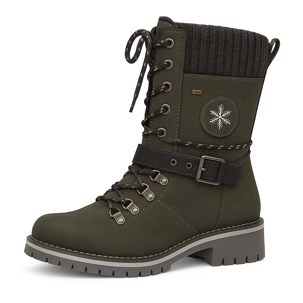 Women’s Lace-Up Snow Boots – Anti-Slip Sole & Knit Cuff