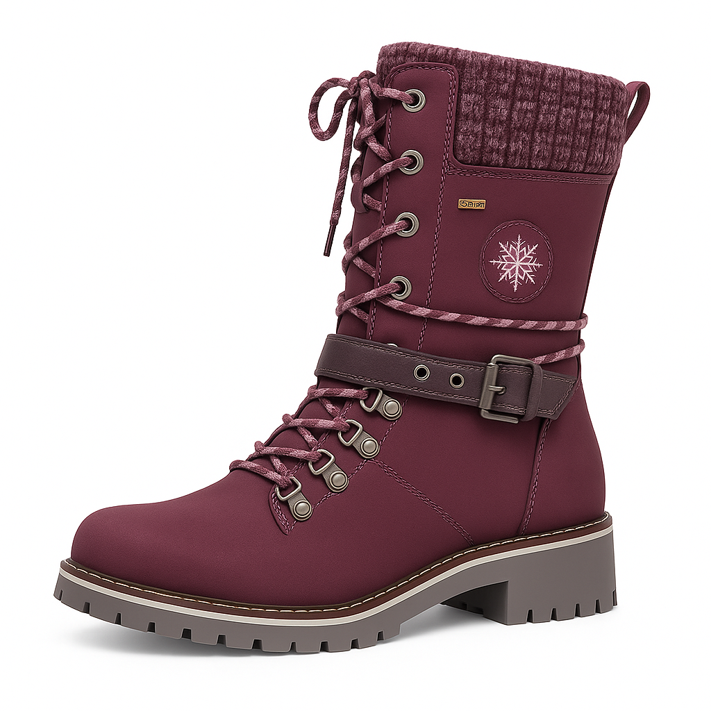 Women’s Lace-Up Snow Boots – Anti-Slip Sole & Knit Cuff