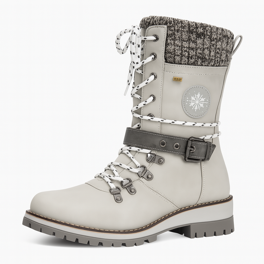 Women’s Lace-Up Snow Boots – Anti-Slip Sole & Knit Cuff
