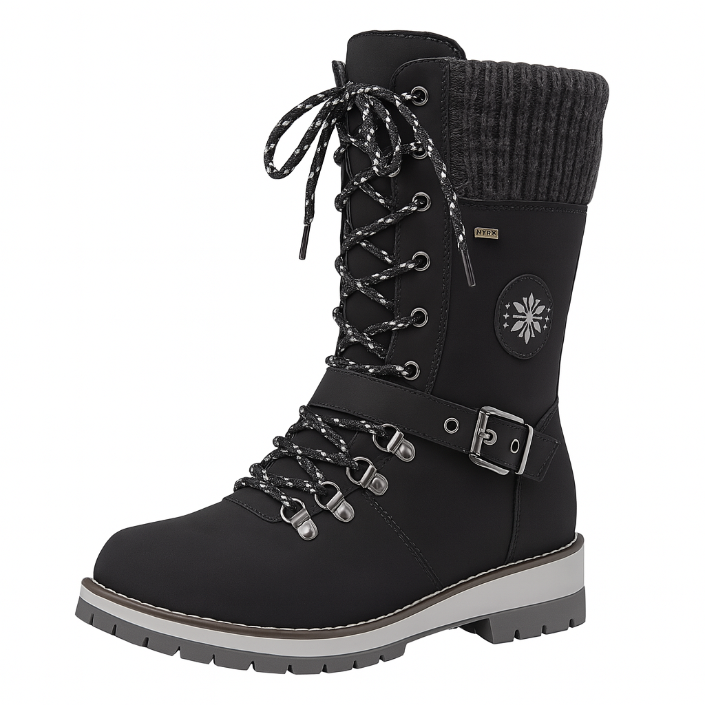 Women’s Lace-Up Snow Boots – Anti-Slip Sole & Knit Cuff