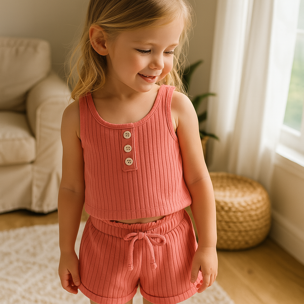 Drawstring Shorts Set – Summer Tank Outfit for Kids