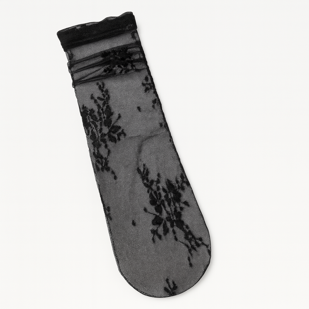 Mesh Lace Ankle Socks – Sheer Floral for Women