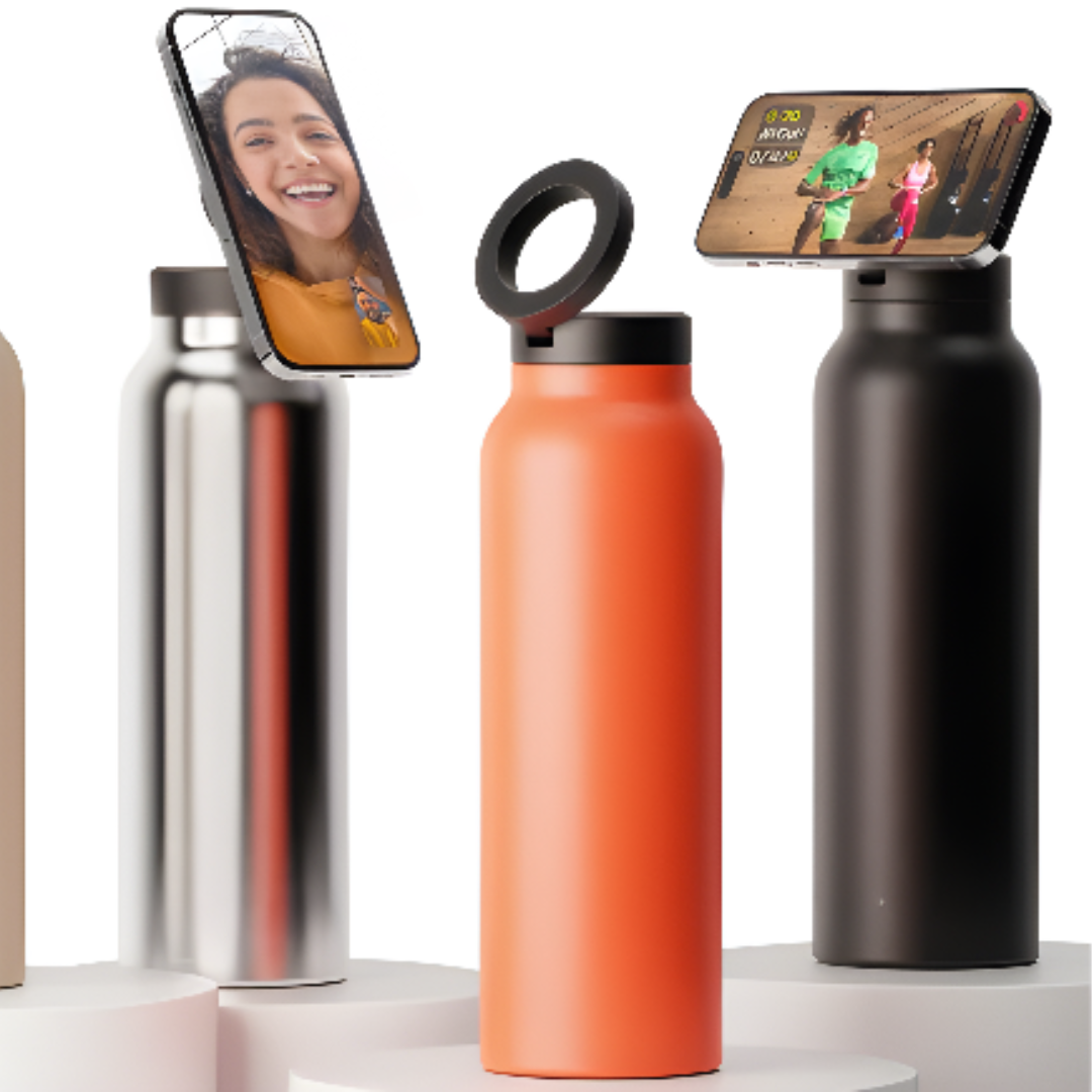 Water Bottle with Magnetic Phone Mount