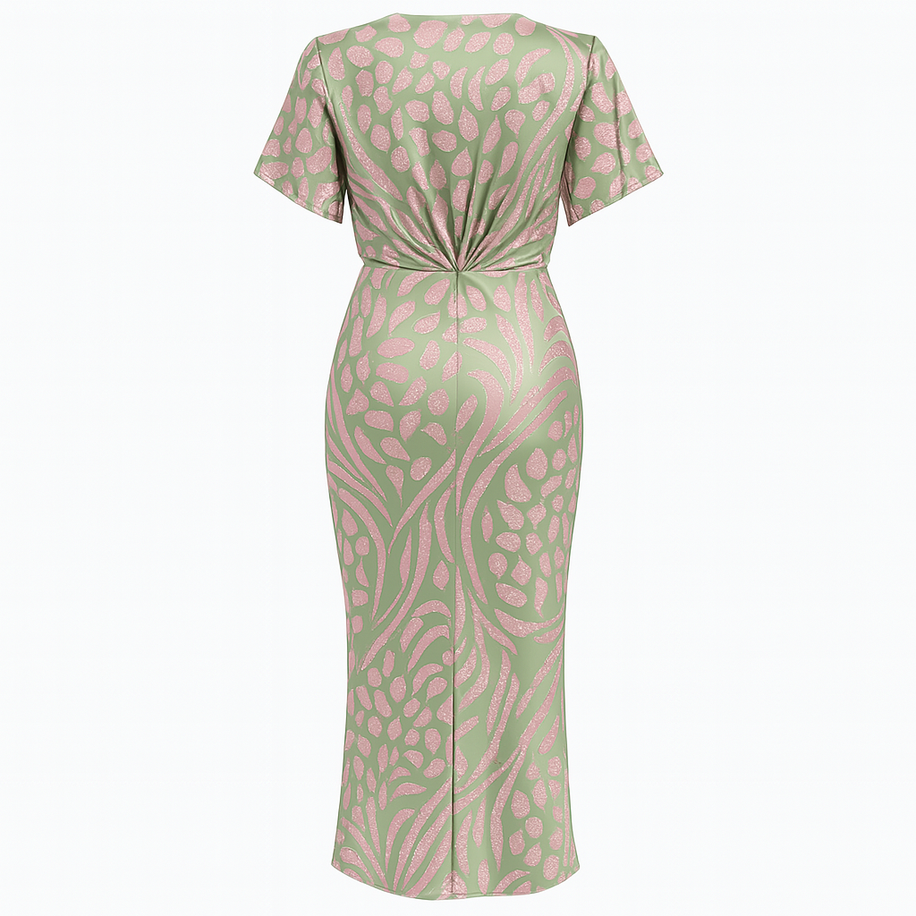 V Neck Dress with Wrap Front – Twisted Detail for Women