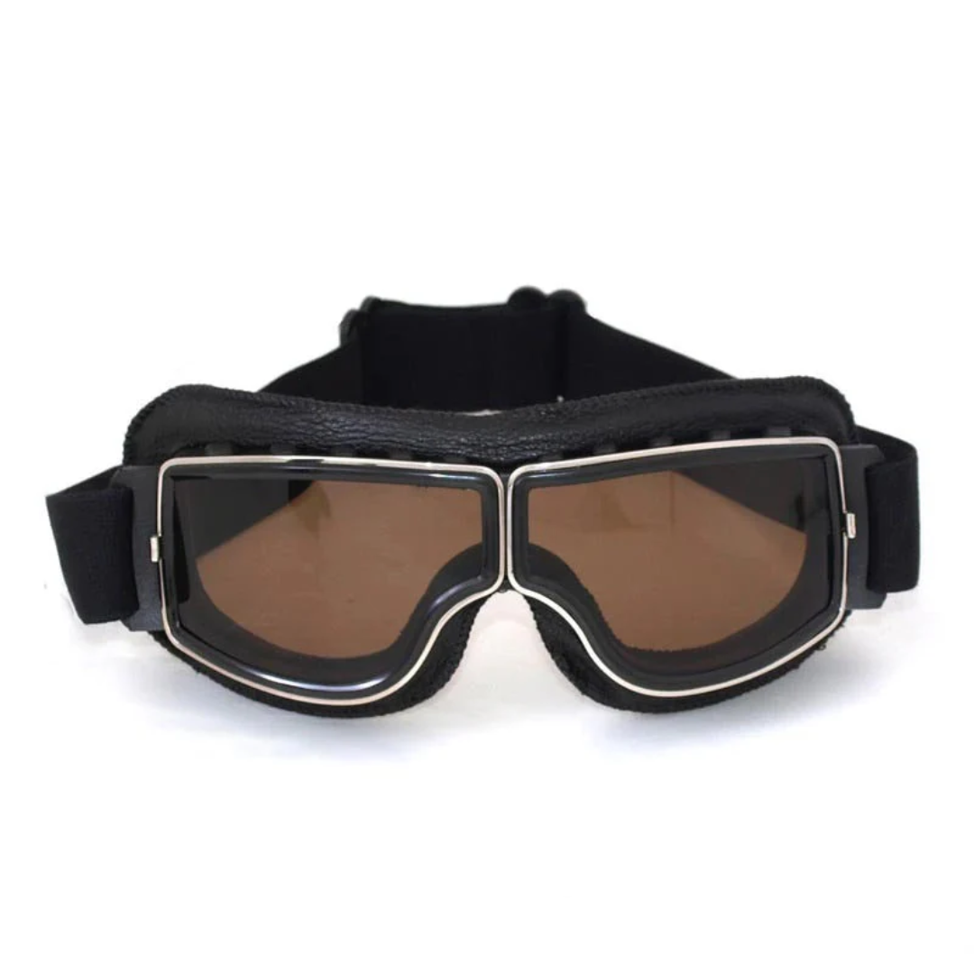 Classic Leather Dual-Lens Aviator Goggles