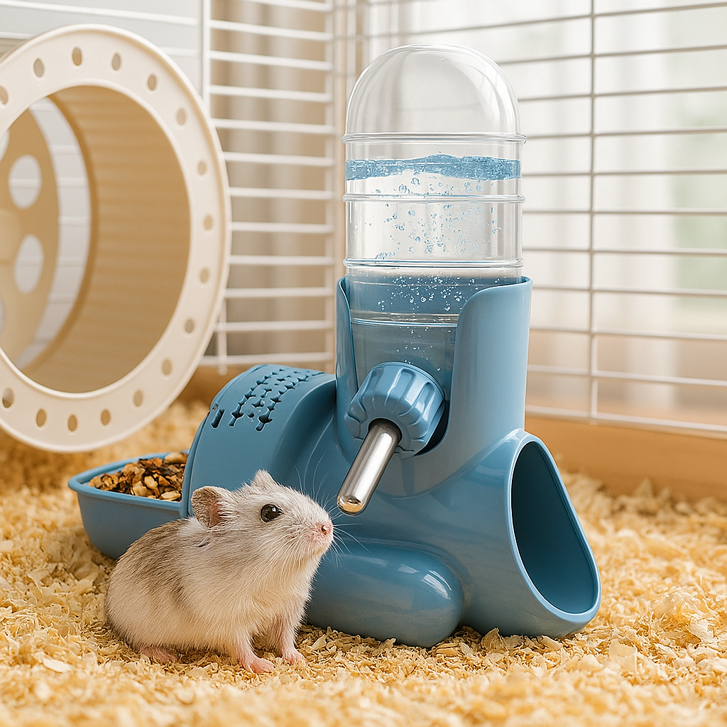 3-In-1 Hamster Feeder And Water Bottle Station With No-Drip Dispenser