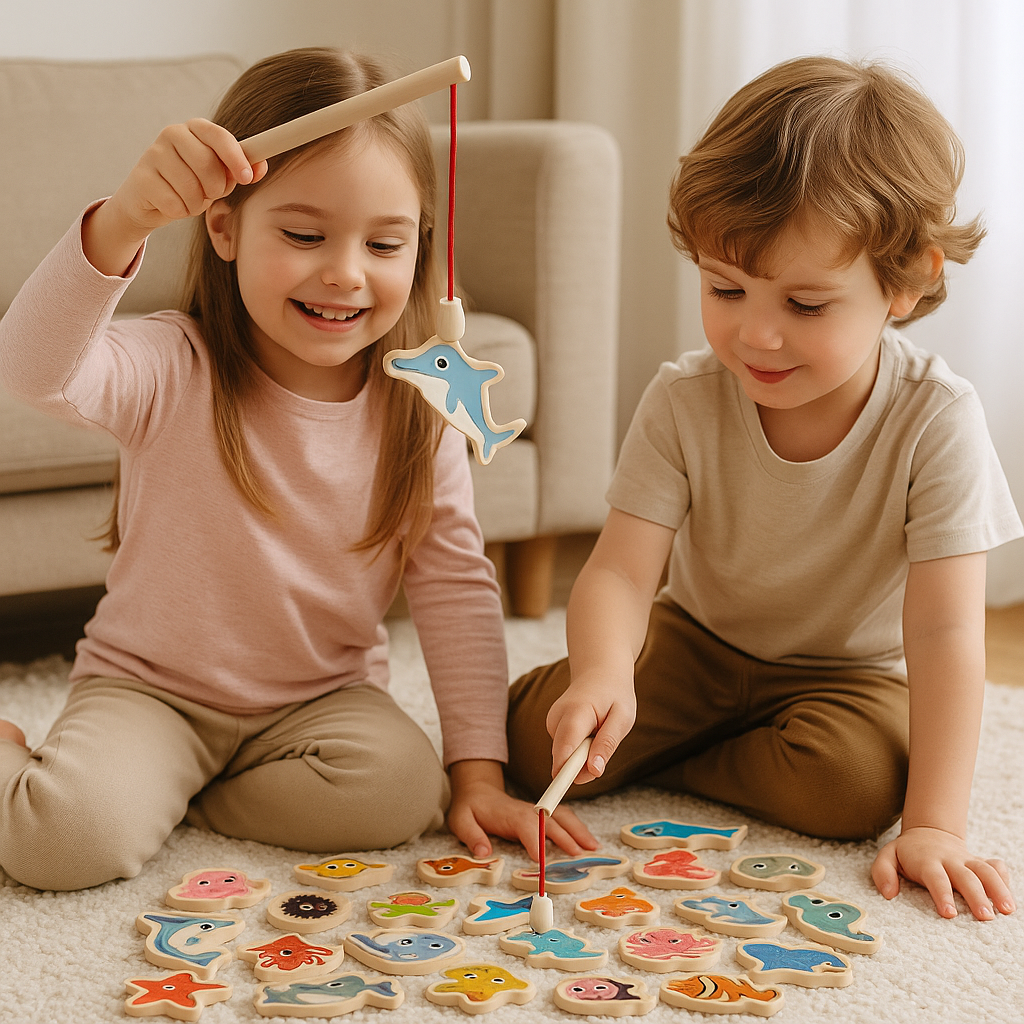 Magnetic Fishing Toy — Wooden Fish Game Set
