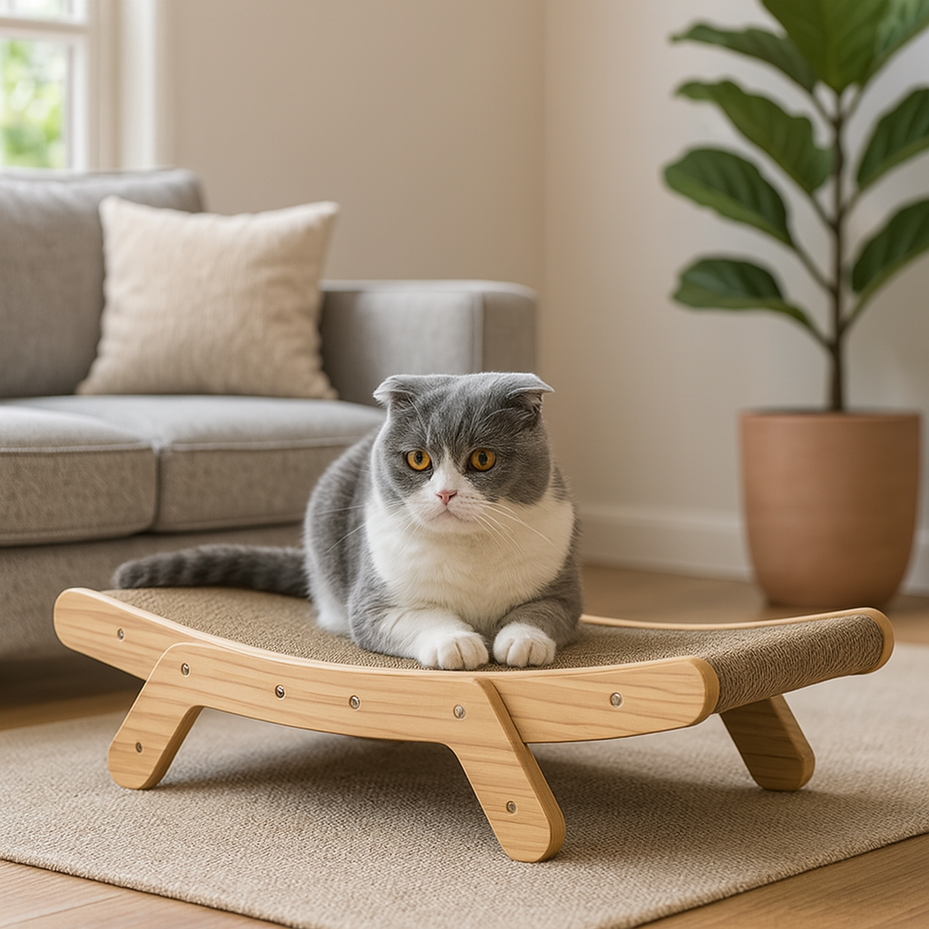 Cat Scratching Post Lounger – Low Profile Wooden Base