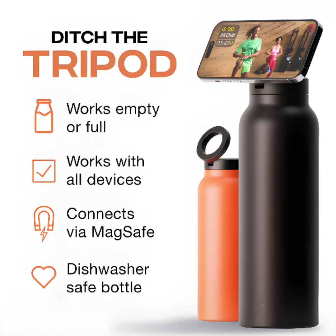 Water Bottle with Magnetic Phone Mount