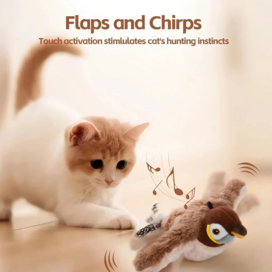 Flapping Chirping Cat Toy Bird